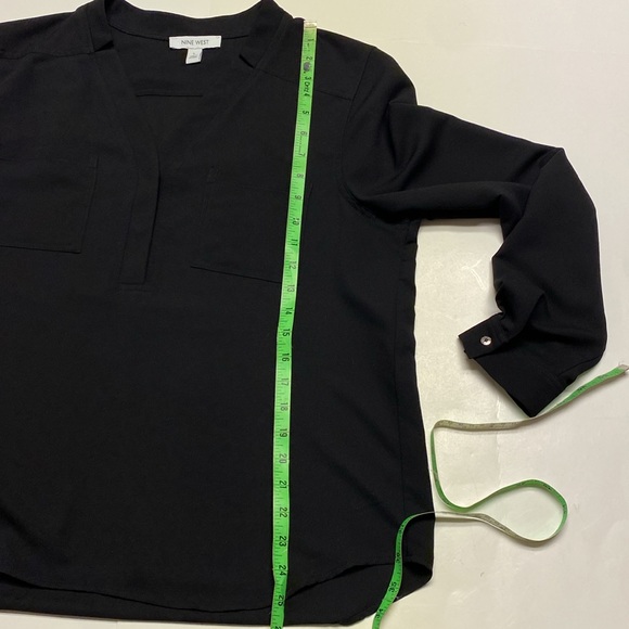 Nine West Women Long Sleeve Shirt  Blouse Top Black size large - Picture 6 of 6